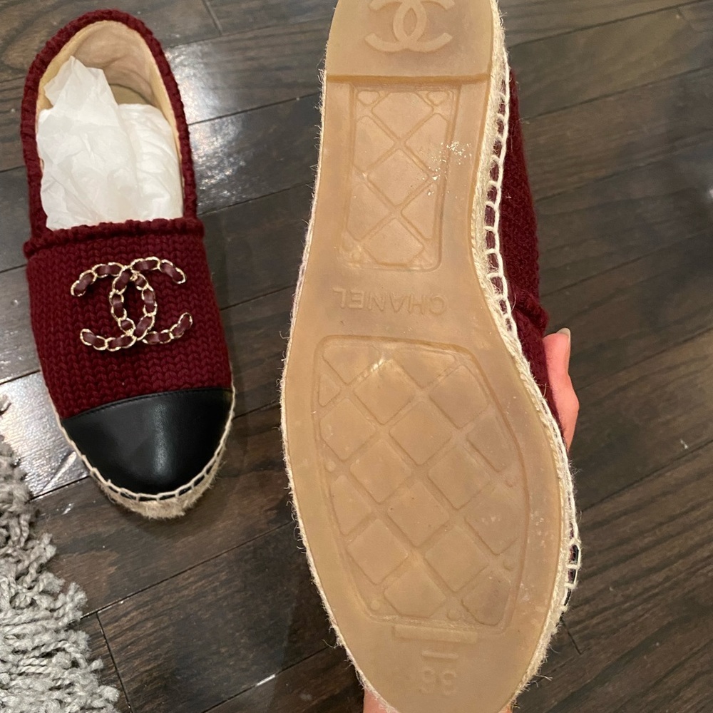 Chanel knitted red espadrilles size 36